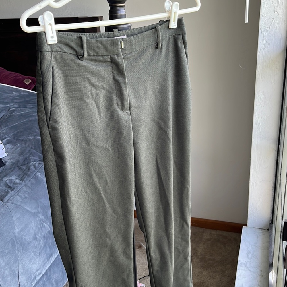 Straight Leg Olive Green Trousers